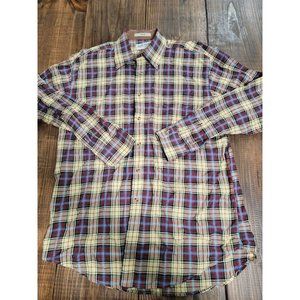 Orvis Men's Large Long Sleeve Button Up Plaid Check Flannel Shirt